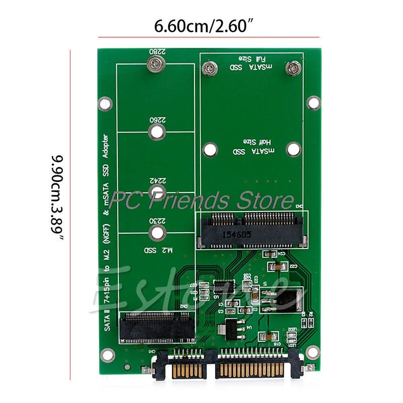 

mSATA & M.2 (B-Key NGFF) 2in1 Sized Multiple SSD to SATA 3 III Adapter Converter-PC Friend