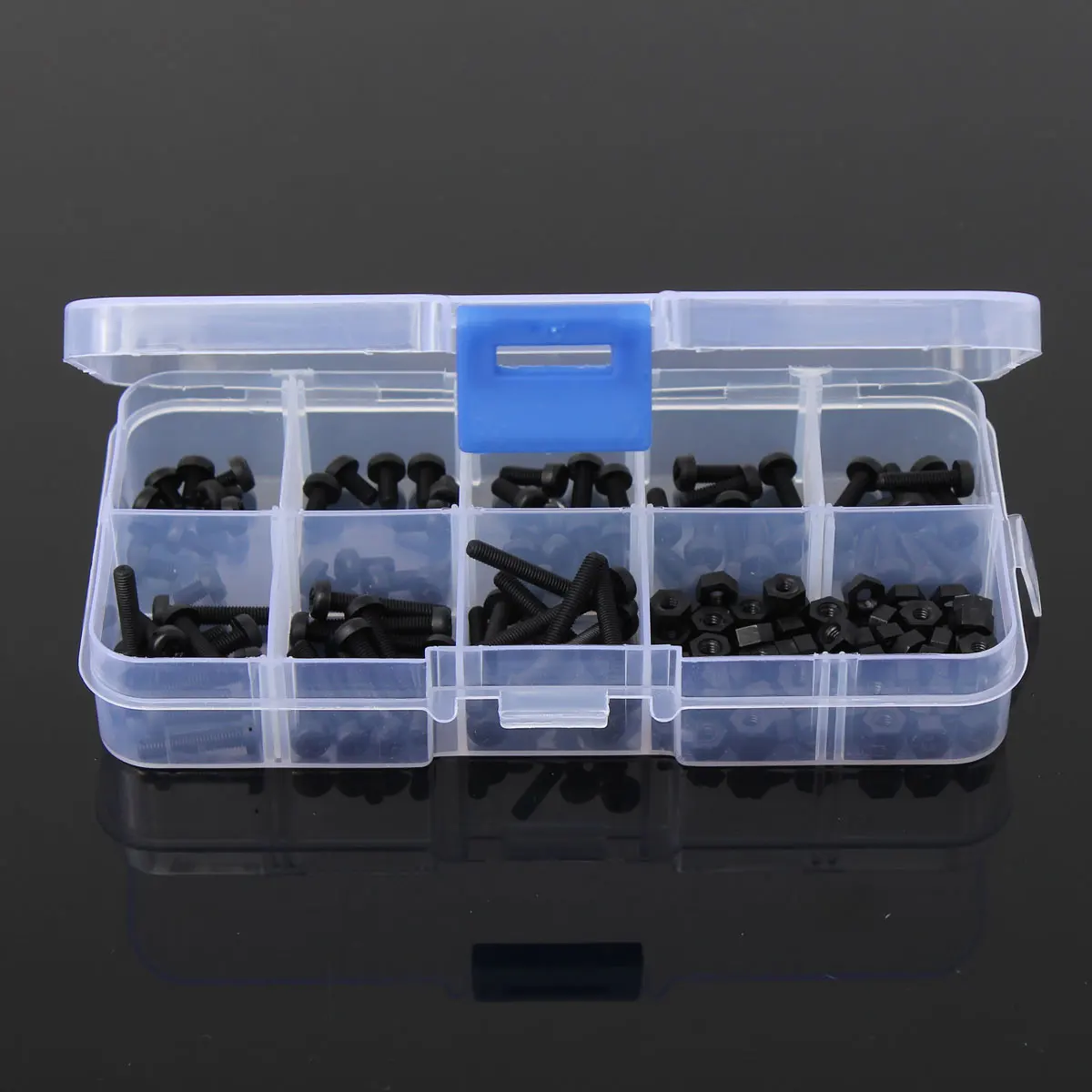 

160pcs Metric M3 8 Sizes Black Nylon Screws and Nuts Assortment Set New