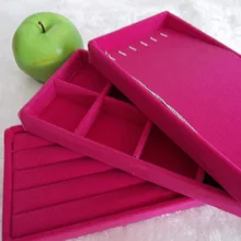 Розовый Красный Фиолетовый 11x22 см ювелирные изделия Дисплей набор лотков Кольцо Браслет Ожерелье Шкатулка для сережек несущих чехол 3 шт./компл