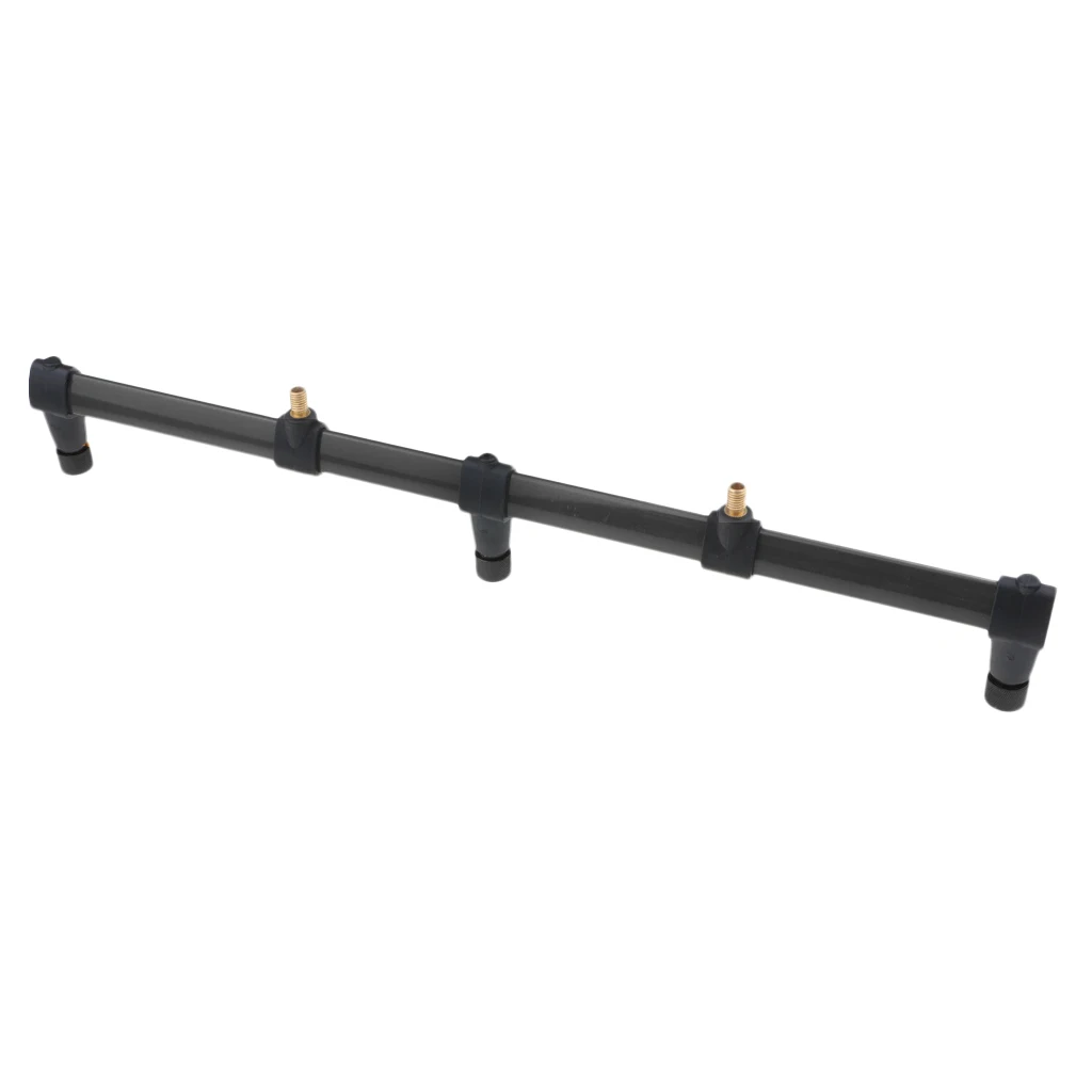 Black Steel Fishing Rod Pod Buzz Bar for 3 Fishing Rod Holder / Bite Alarm 50.5cm 
