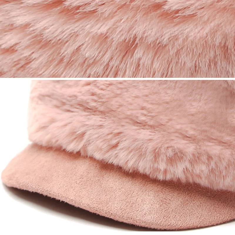  [AETRENDS] Winter Caps 4 Solid Colors Faux Fur Military Cap Women Fashion Flat Hat Army Salior Mili