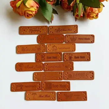 

40pcs Leather Tags "Hand Made" Synthetic PU Leather Labels tag/ Sewing Craft ,accessories bags/trousers leather patch