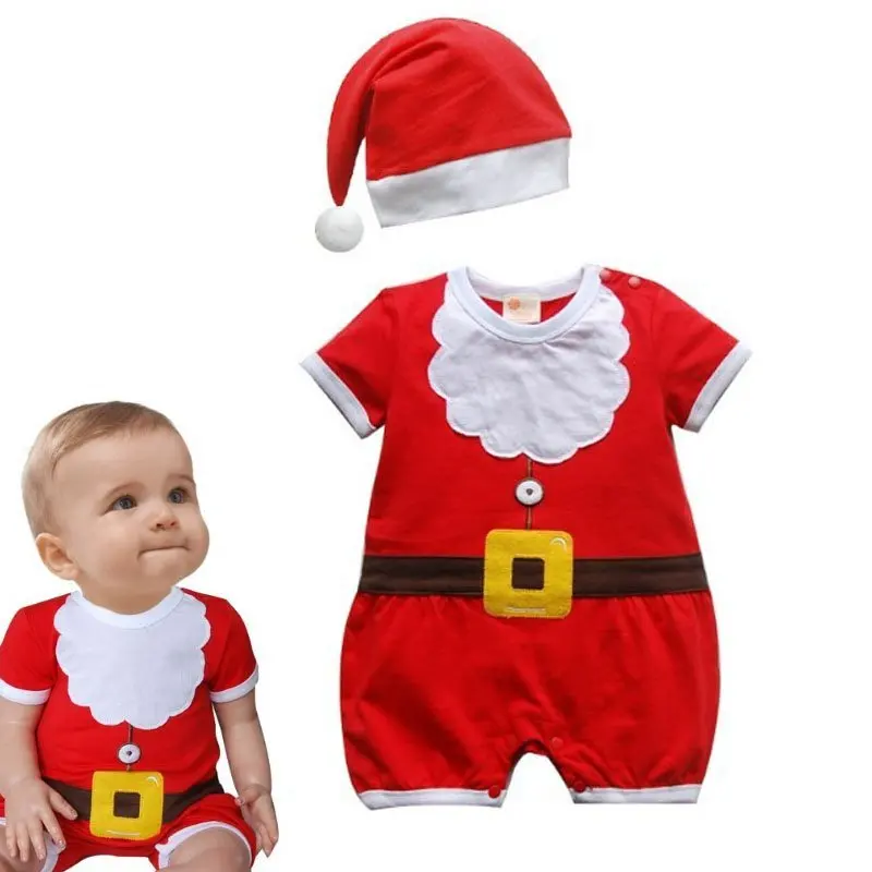 

Chirstmas Baby Kids Boy Girl Bodysuit Clothes Rompers+Hat Set Jumpsuit Outfits RZ