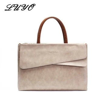 

LUYO Genuine Leather Laptop Luxury Handbags Women Bags Designer Female Top-handle Bag Neutral Postman Inspired Computer Handbag