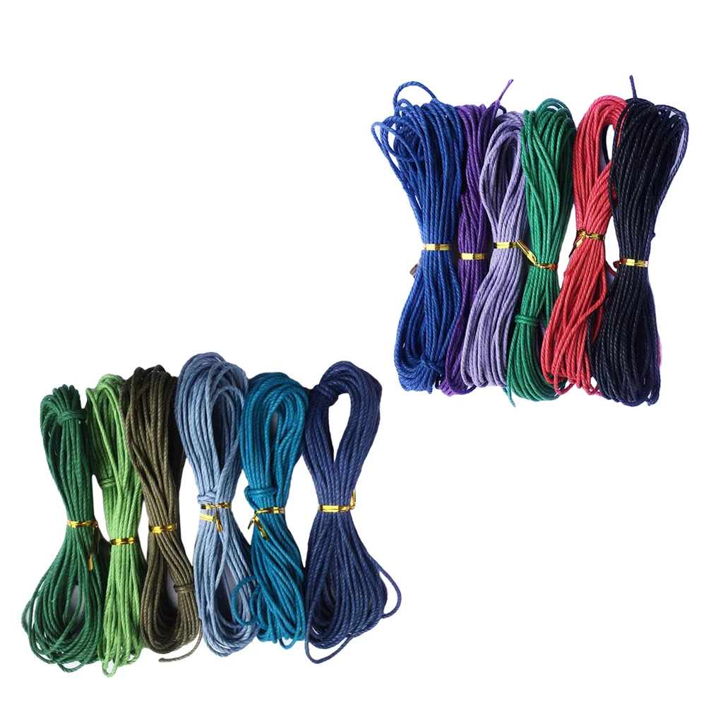 12pieces Mixed Color 2mm Round Wax Cotton Cord Thread DIY Bracelet Necklace Jewelry Beading Craft Supply