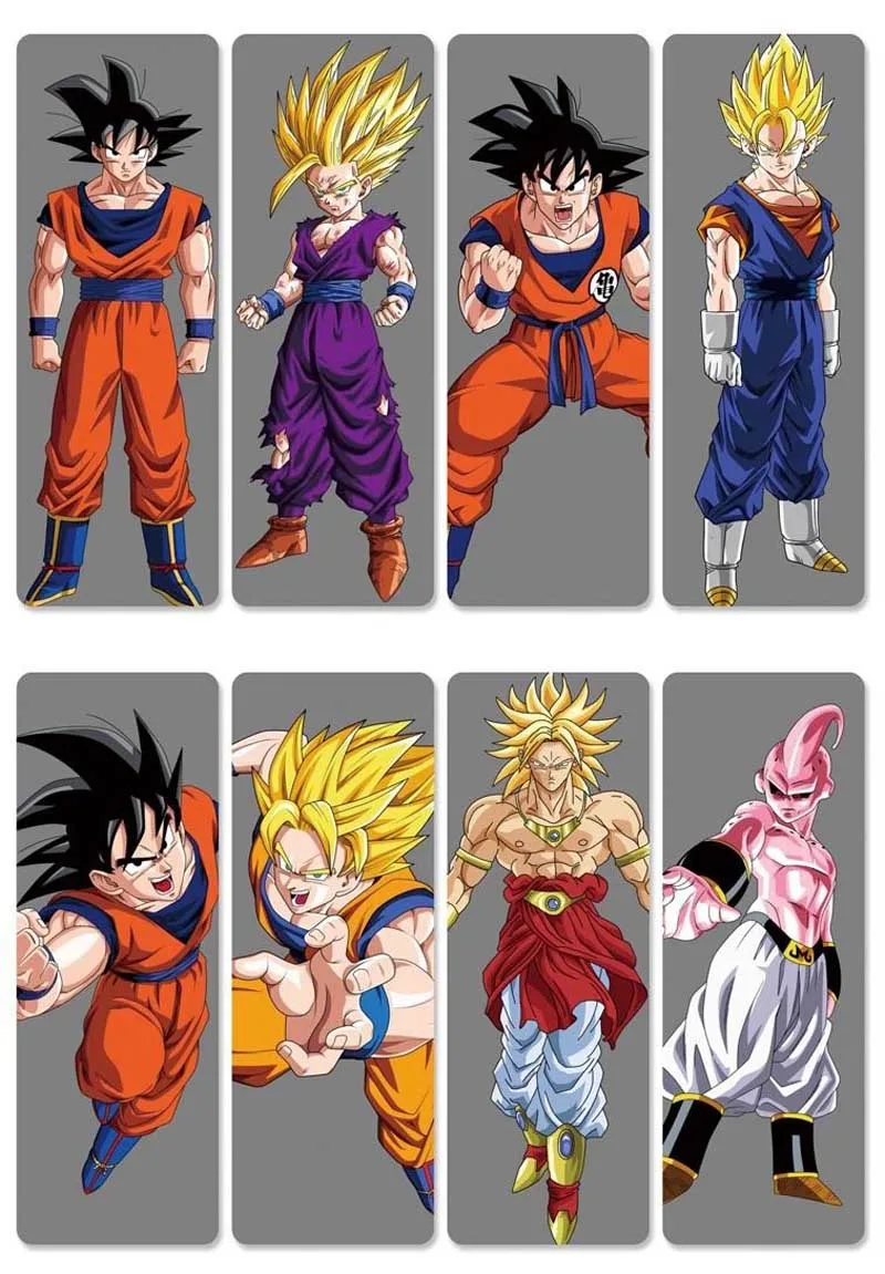 

8pcs/set Anime PVC Bookmarks of Dragon Ball Z Printing With Son Goku/Kakarotto for Books School Supplies Accessories Stationery