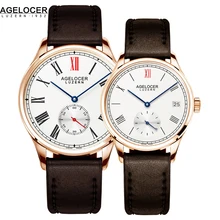 New Fashion Design Brand Lovers Watch Women Men Unisex Leather Band Vintage Automatic Analog Wrist Watch relojes Christmas Gift