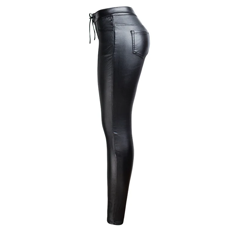 Hot style band PU trousers for women with velour luster trousers for women autumnwinter amazon pencil pants black leg pants (7)