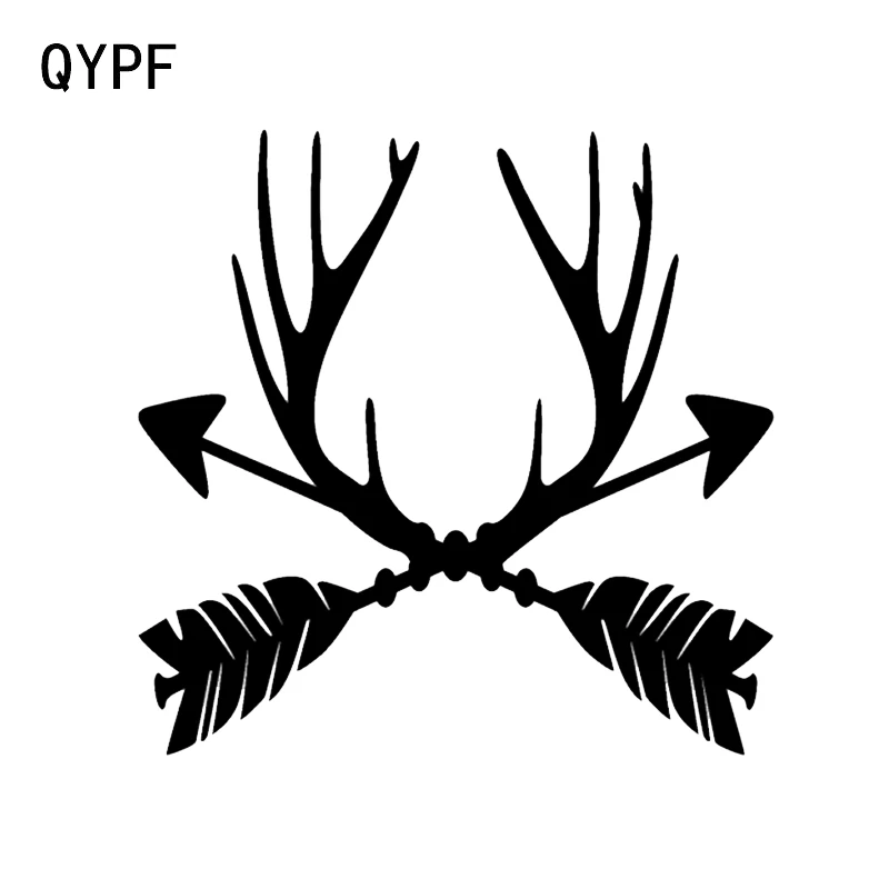 

QYPF 16*6.8CM Archery Hunting Deer Antlers Decor Car Modelling Sticker Vinyl Silhouette Motorcycle Decals C16-1735