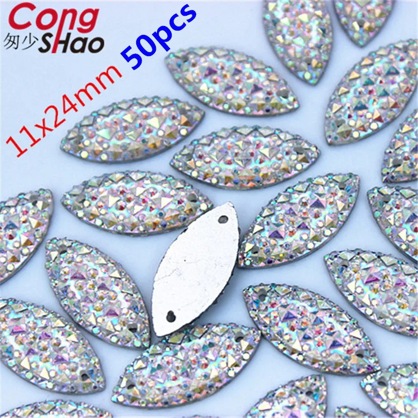 Cong Shao 9*20/11*24/15*29 мм Блестящий Кристалл маркиза AB Цвет Серебряная основа пришить