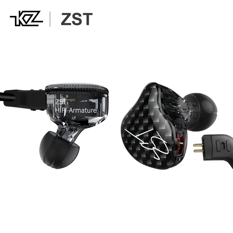 

KZ ZST 1DD+1BA Dynamic Armature Dual Driver HiFi Monitors Earphone with Detachable Cable Noise Isolating Music Sports Earbuds
