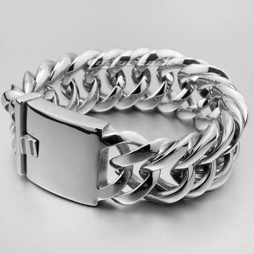 

LINSION Huge Heavy 316L Stainless Steel Mens Bracelet Biker Rocker Punk Link Chain 5E017 Free Shipping