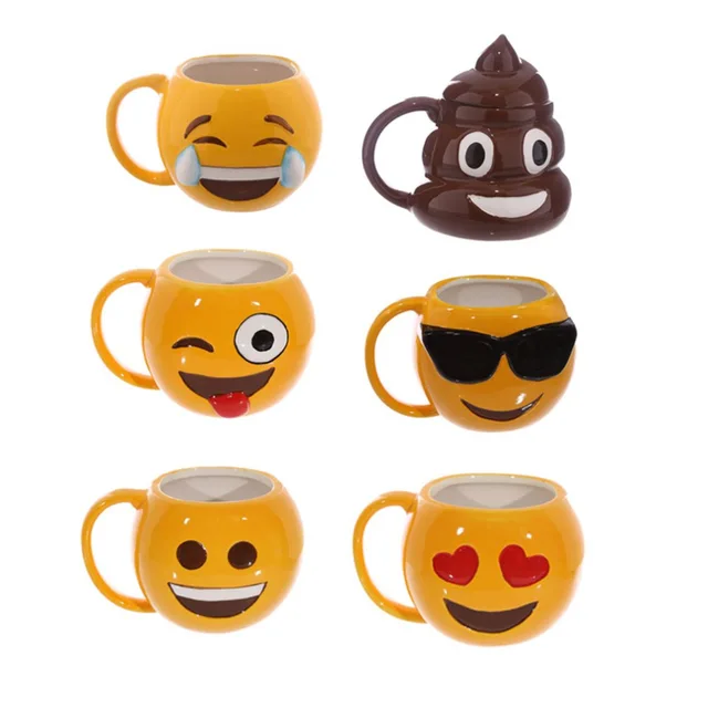 3D Funny Emoji Coffee Mug Ceramic Cup Poo Mug Grinning Face Poop