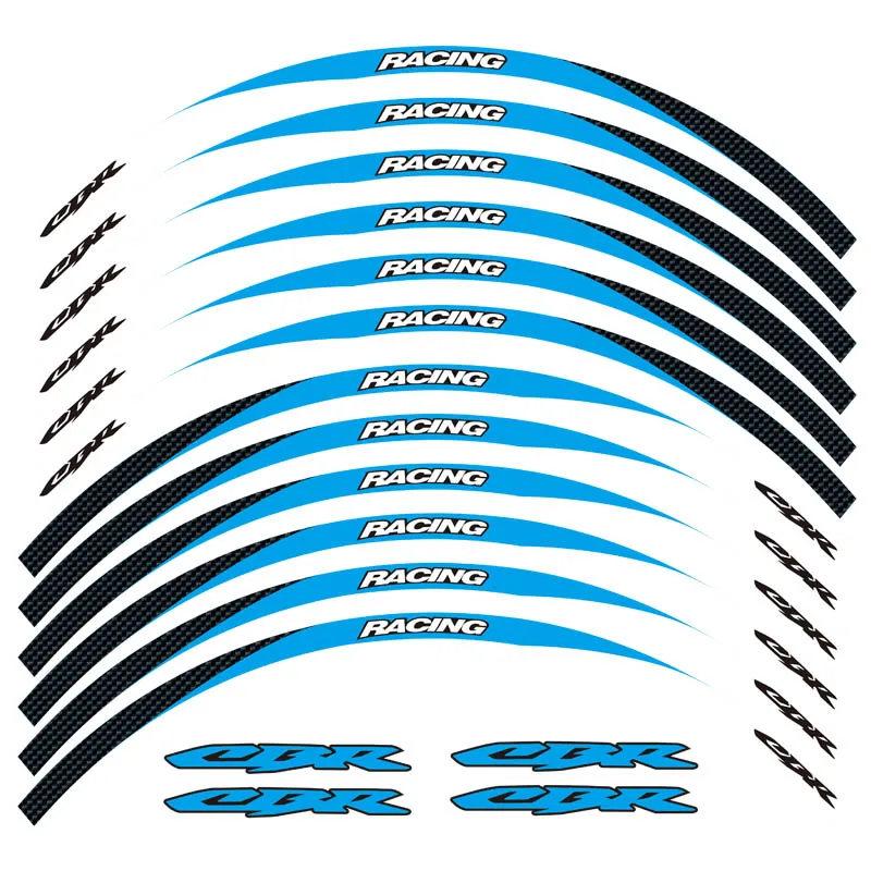 Горячая мотоциклетные передние и задние края внешний обод наклейки колеса Светоотражающие Водонепроницаемые 17 дюймов наклейки s для Honda CBR