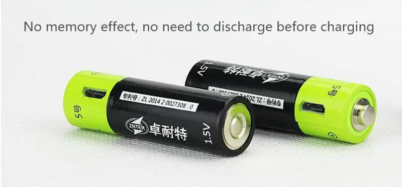 ZNTER 2 шт/4 шт 1,5 V AA 1250mAh литий-полимерная аккумуляторная батарея микро usb зарядка 1,5 v батареи