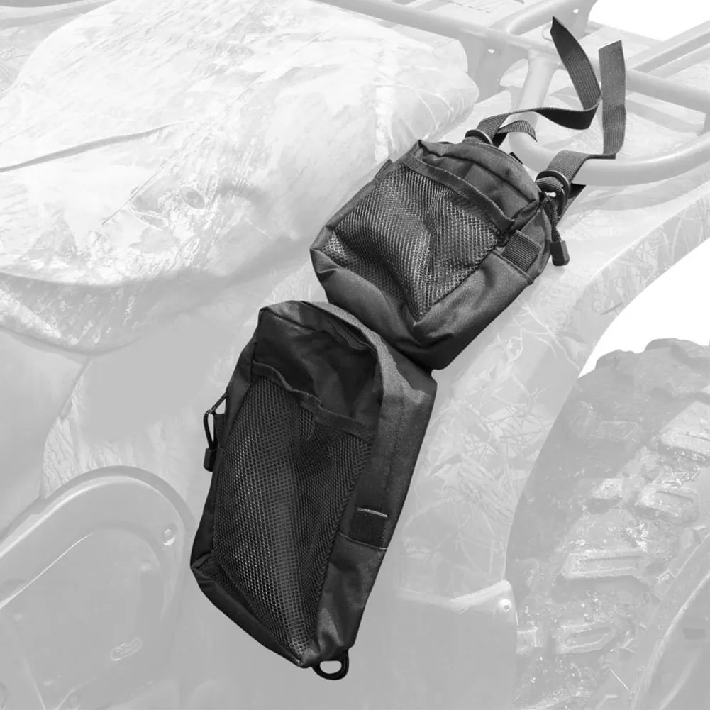 2PCS 600D Oxford ATV Fender Bags ATV Tank Saddle Bags Cargo Storage Hunting Beach