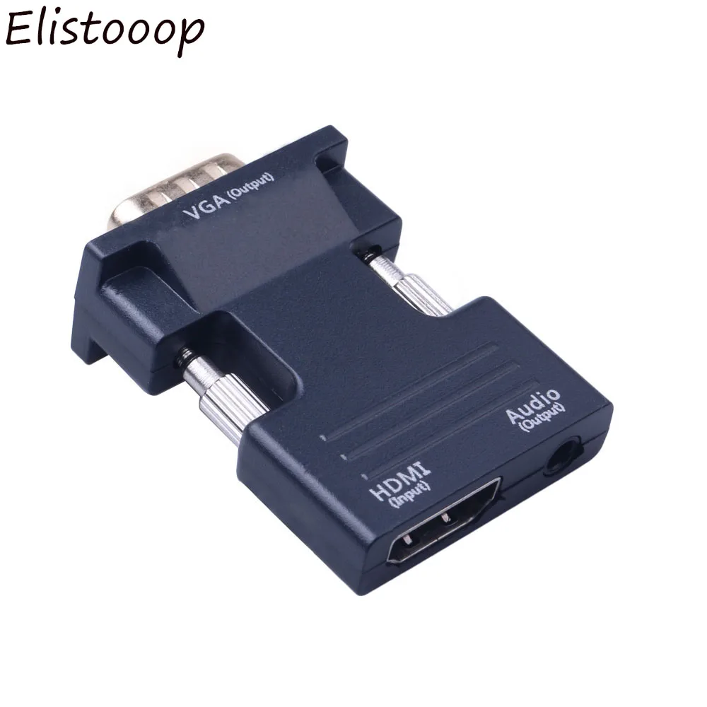 Преобразователь Elistooop HDMI мама VGA папа с аудиоадаптером поддержка вывода сигнала