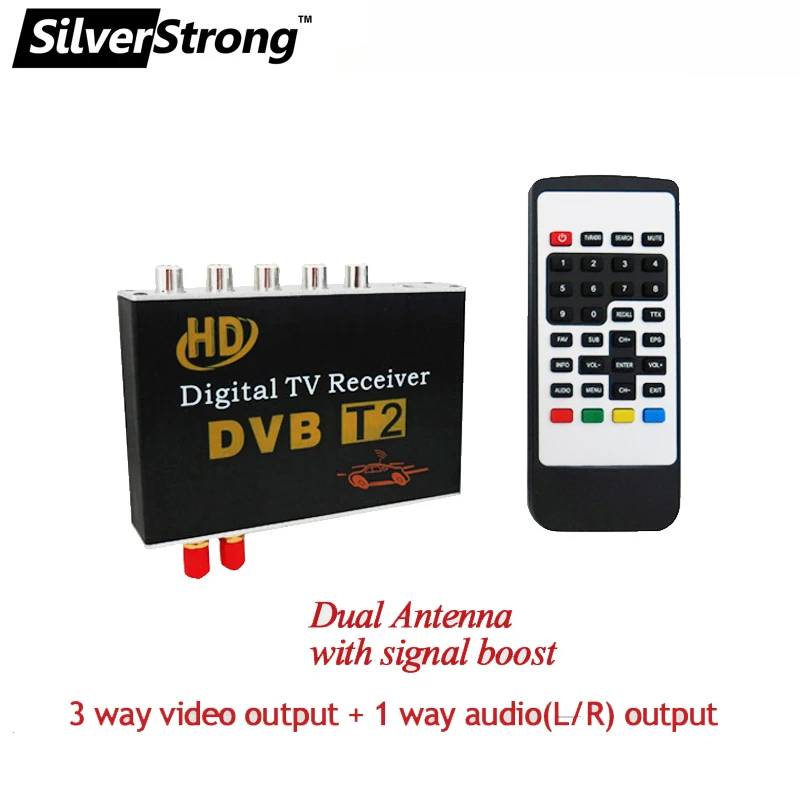 SilverStrong автомобильный DVD tv Box Dvb-T2 Мобильный DVB T2 ТВ приемник для автомобиля DVD цифровой ТВ тюнер Mpeg4 для России Европы