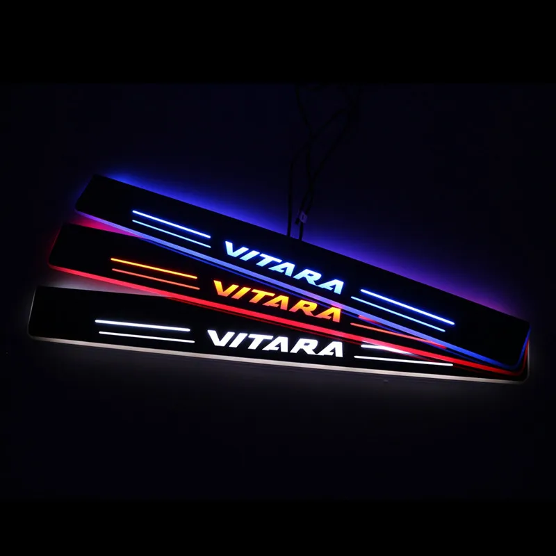 

Cool LED door sill for Suzuki Grand Vitara 2015 2016 Led moving lights door scuff plate light outside door welcome pedal