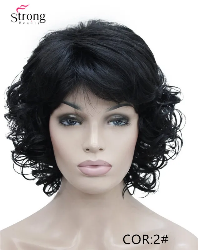 Women's Short Curly Heat Resistant Synthetic Black Hair Wigs (1)