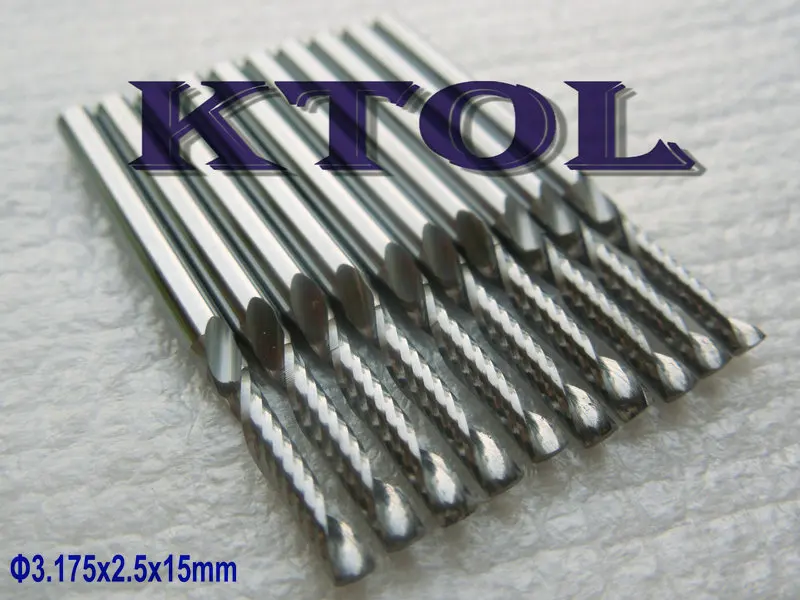 

MICRO 10pc 3.175*2.5*15mm One Spiral Flute Tungsten Carbide Tools CNC Cutter,KTOL End Millinging Tools CNC Wood Acrylic Cutting