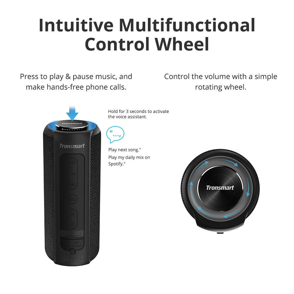 Ceny Tronsmart T6 Plus głośnik Bluetooth 40W przenośny głośnik kolumna głęboki bas IPX6 wodoodporna funkcja banku mocy SoundPulse Siri