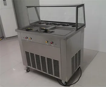 

Double square pan fried ice cream rolls making machine with 5 cooling tanks