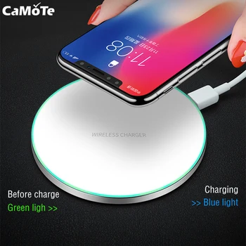 チー 10 ワット 7.5 ワットワイヤレス充電器ミラースマート急速充電ワイヤレス充電ドック超薄型急速充電デスクトップパッド電話