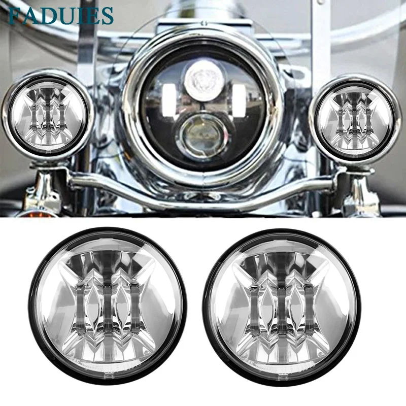 FADUIES Motorcycle accessories Harley 4-12 4.5 Led Fog Lights For Softail FLSTN Touring Electra GlideRoad KingTour Glide (3)