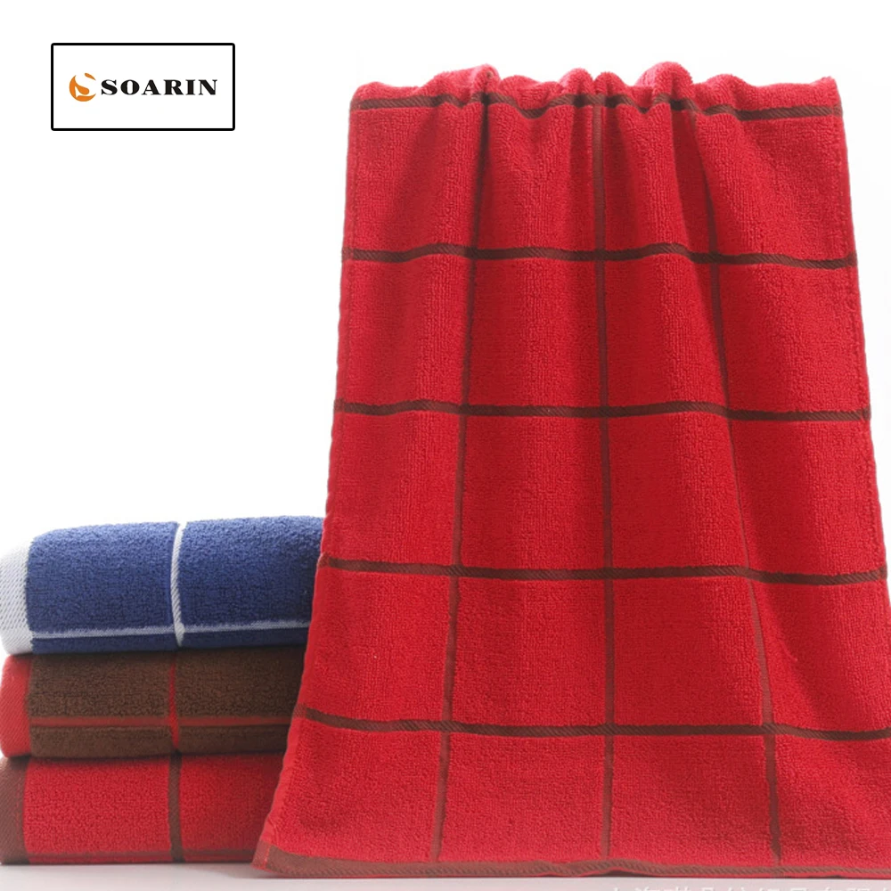

SOARIN 100% Cotton Plaid Face Towel Toalhas De Rosto Quick Dry Towel Strandlaken Handdoek Bathroom Toallas De Mano Absorvente