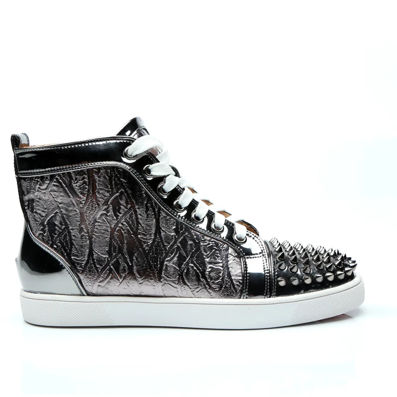 

Luxury Brand Hot Men Shoes High Top Front Lace Up Men Flats Comfortable Leather Spike Shoes Autumn Men Sneakers Chaussures Homme