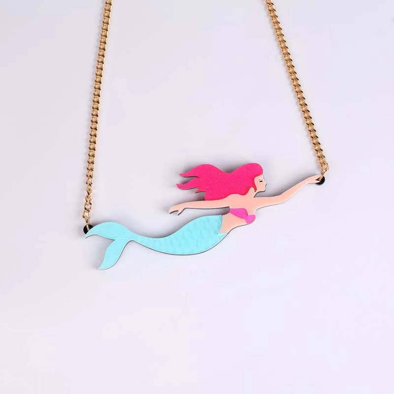

New European Fashion Personality Jewelry Acrylic Mermaid Choker Necklace For Women Three Colors