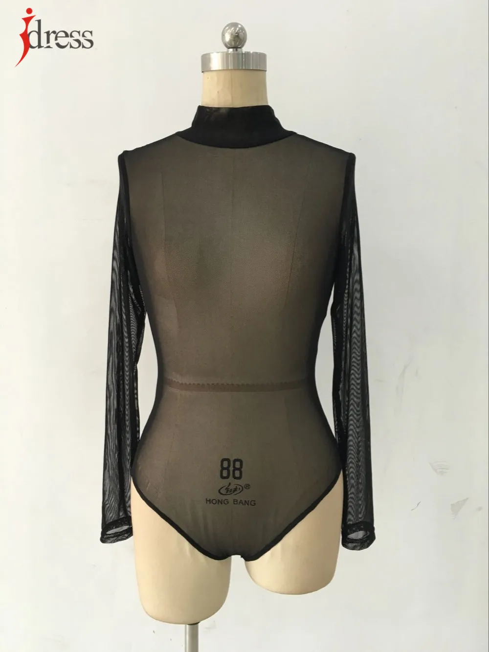 IDress Black/ Khaki/ White Women Sexy Long Sleeve Mesh Bodysuit Women Rompers 2017 Overalls for Women Bodysuit Jumpsuit Shorts