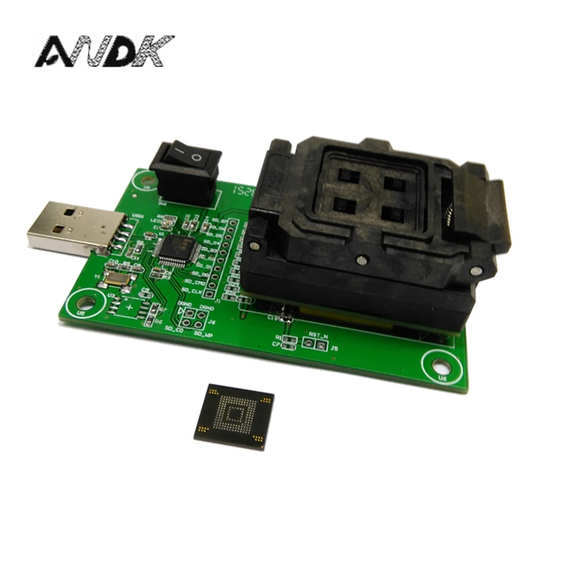 eMMC153/169 socket with USB nand flash test size 12x16 Pin Pitch 0.5mm for BGA169 BGA153 testing Clamshell Structure | Обустройство