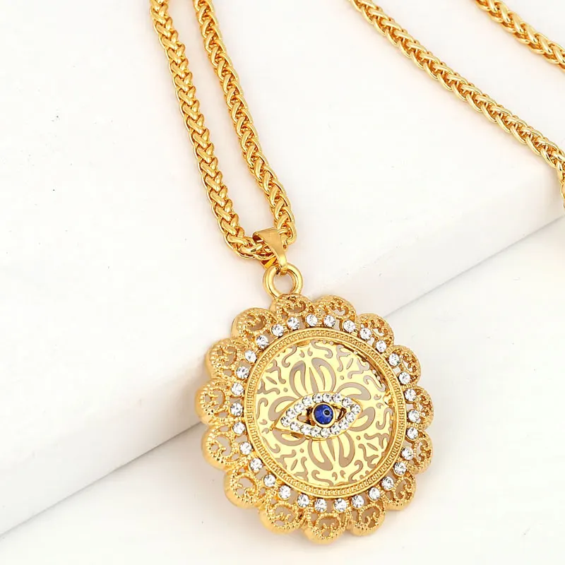 

islam turkish evil eye muslim crystal pendant necklace accept drop shipping