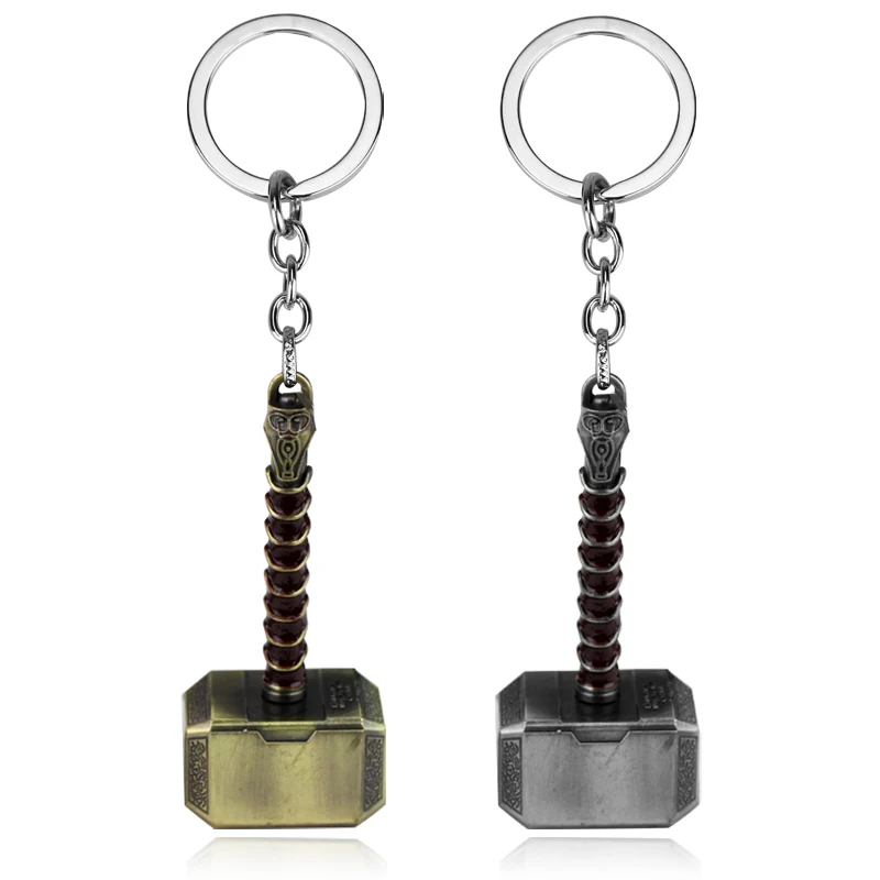 

10pc/lot Comics Hero The Avengers 3 Thor Hammer Mjolnir Keychain Keyrings Purse Bag Key Chains Holder Men Chaveiro