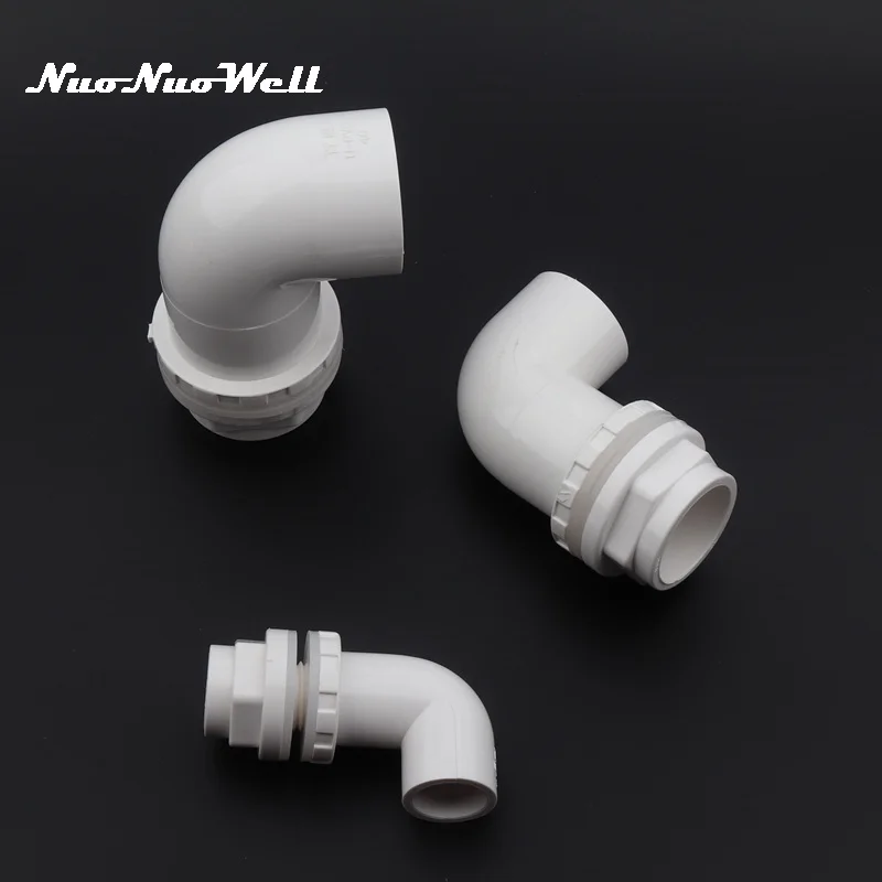 1pc NuoNuoWell PVC 20mm 25mm 32mm 90 degree Thickened Fish Tank Outlet