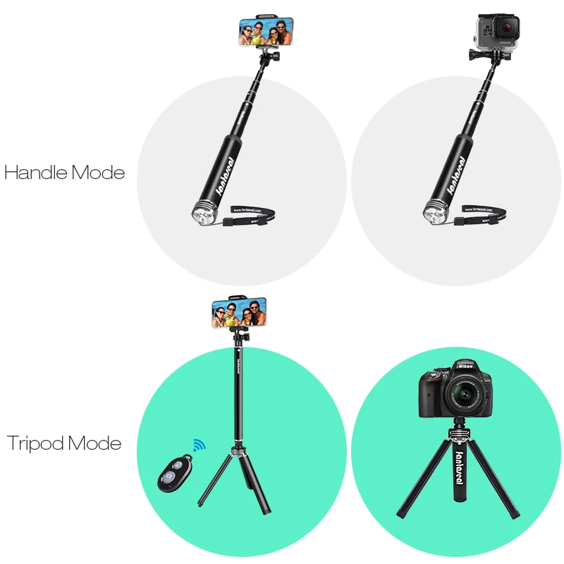 Выдвижная селфи палка bluetooth микрофон телефон монопод Штатив для Gopro 7 6 5 Экшн