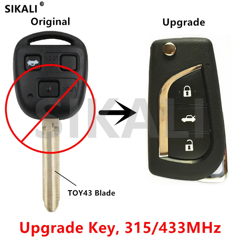 SIKALI Upgrade Remote Key for Toyota Camry Prado Corolla Car Keyless Entry Frequency 315MHz