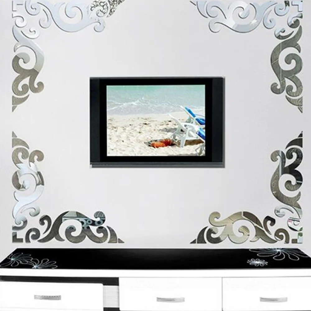 

Diagonal Corner Line Acrylic Mirror Wall Stickers 1Set Moder DIY Art Home Decoration Living Room Wall Stickers Removable