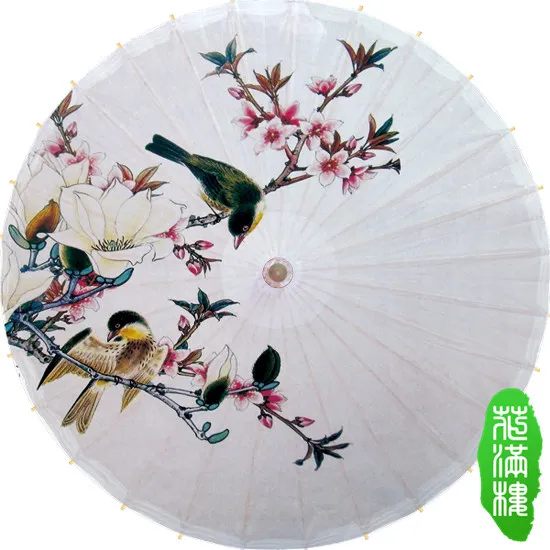 

Диаметр 50 см, птицы на чистом белом цветке персика, бумажный зонтик с масляным покрытием, вишневый цвет, фотографический подарок, зонт для ребенка