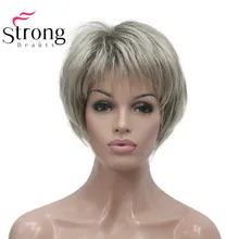 StrongBeauty короткий мягкий слоистый парик Омбре блонд полный синтетический парик