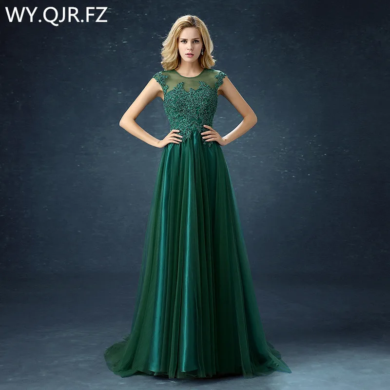 Длинное платье подружки невесты QQC292 # зеленые свадебные вечерние платья с