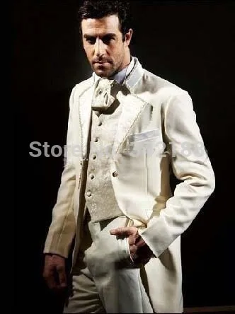 

Custom Made Color and Size Ivory Groom Tuxedos/Groomsmen Best Man Suit/Mens Wedding Suits/Bridegroom Suit (Jacket+Pants+Vest)