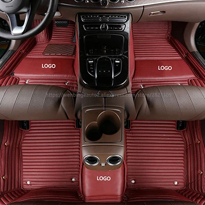 Flash mat логотипом автомобильные коврики для Защитные чехлы для сидений, сшитые специально для Toyota Corolla Camry Rav4 Auris Prius Yalis Avensis Alphard 4runner Hilux highlander коврик для ног - Название цвета: Red wine
