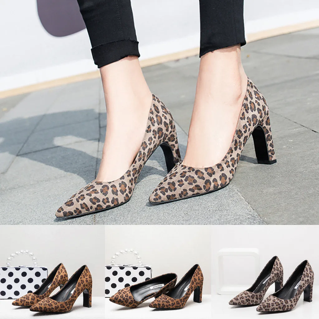 2019 Women Suede Leopard Fashion Pointed Toe Breathable