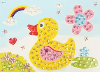 12 цветов, 3D сделай сам, пенная мозаика, наклейка s Art EVA, детская головоломка, мультфильм, кристалл, 3D наклейка, креативные Развивающие игрушки для детей - Цвет: Светло-желтый