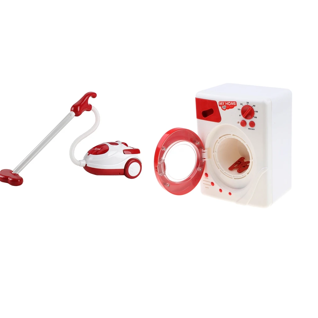  Plastic Simulation Home Appliance Vacuum Cleaner + Washing Machine Set Kids/Baby Early Learning Toy