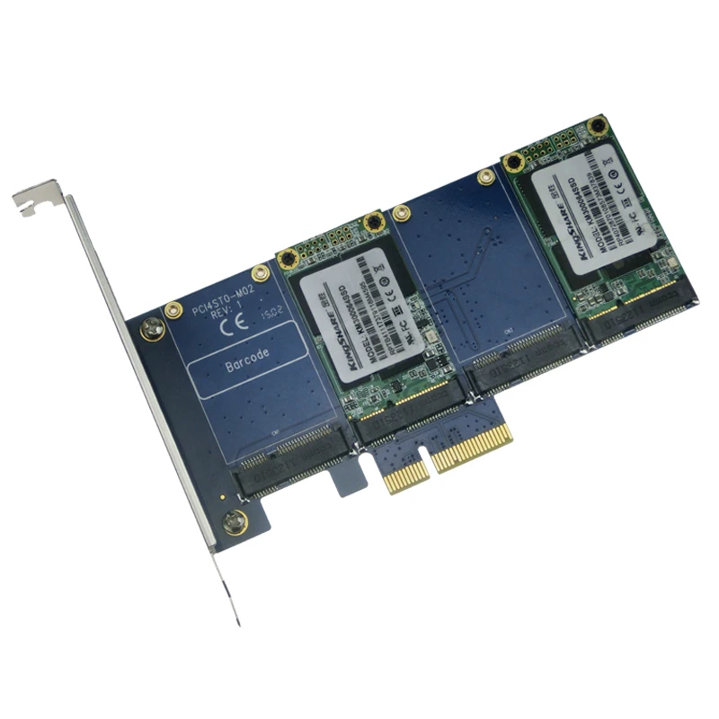 4 mSATA SSD PCIe Hybrid Card RAID0 RAID1 RAID10 Marvell HyperDuo Quad