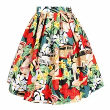 40-Женская винтажная 1950 s Гавайская девушка печать плиссированная юбка рокабилли пинап стиль юбки плюс размер 4xl saia falda
